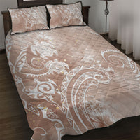 Aloha Hawaii Turtles Floral Quilt Bed Set Taupe Marbles Glaze