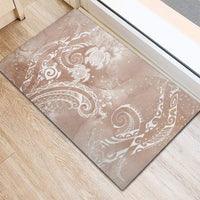 Aloha Hawaii Turtles Floral Rubber Doormat Taupe Marbles Glaze