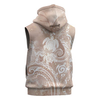 Aloha Hawaii Turtles Floral Sleeveless Hoodie Taupe Marbles Glaze
