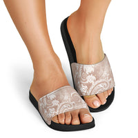 Aloha Hawaii Turtles Floral Slide Sandals Taupe Marbles Glaze