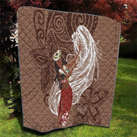 Tahiti Islands Polynesian Plumeria Quilt Tahitian Vahine 'Ote'a - Beige LT7 - Polynesian Pride