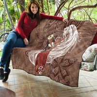 Tahiti Islands Polynesian Plumeria Quilt Tahitian Vahine 'Ote'a - Beige LT7 - Polynesian Pride