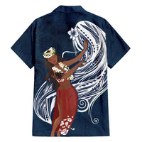 Tahiti Islands Polynesian Plumeria Family Matching Summer Maxi Dress and Hawaiian Shirt Tahitian Vahine 'Ote'a - Navy Blue LT7 - Polynesian Pride