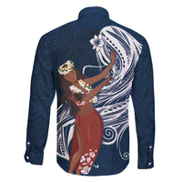 Tahiti Islands Polynesian Plumeria Family Matching Summer Maxi Dress and Hawaiian Shirt Tahitian Vahine 'Ote'a - Navy Blue LT7 - Polynesian Pride