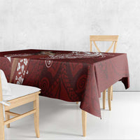 Tahiti Islands Polynesian Plumeria Tablecloth Tahitian Vahine 'Ote'a - Scarlet