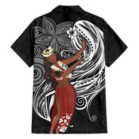 Tahiti Islands Polynesian Plumeria Family Matching Long Sleeve Bodycon Dress and Hawaiian Shirt Tahitian Vahine 'Ote'a - Black