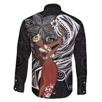 Tahiti Islands Polynesian Plumeria Family Matching Mermaid Dress and Hawaiian Shirt Tahitian Vahine 'Ote'a - Black LT7 - Polynesian Pride