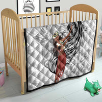 Tahiti Islands Polynesian Plumeria Quilt Tahitian Vahine 'Ote'a - White