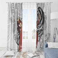 Tahiti Islands Polynesian Plumeria Window Curtain Tahitian Vahine 'Ote'a - White