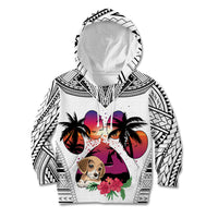 Polynesian Kid Hoodie Dog Lover With Beagle - Sunset At The Beach White Ver LT7 Hoodie White - Polynesian Pride