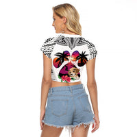 Polynesian Raglan Cropped T Shirt Dog Lover With Beagle - Sunset At The Beach White Ver LT7 - Polynesian Pride
