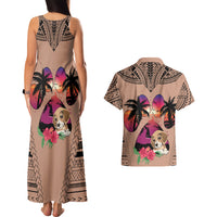Polynesian Couples Matching Tank Maxi Dress and Hawaiian Shirt Dog Lover With Beagle - Sunset At The Beach Brown Ver LT7 - Polynesian Pride