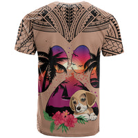 Polynesian T Shirt Dog Lover With Beagle - Sunset At The Beach Brown Ver LT7 - Polynesian Pride