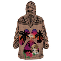 Polynesian Wearable Blanket Hoodie Dog Lover With Beagle - Sunset At The Beach Brown Ver LT7 - Polynesian Pride
