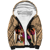 Polynesian Sherpa Hoodie Dog Lover With Border Collie - Sunset At The Beach LT7 Unisex Coral - Polynesian Pride