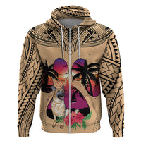Polynesian Hoodie Dog Lover With German Shepherd - Sunset At The Beach LT7 - Polynesian Pride
