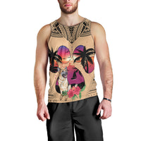 Polynesian Men Tank Top Dog Lover With German Shepherd - Sunset At The Beach LT7 - Polynesian Pride
