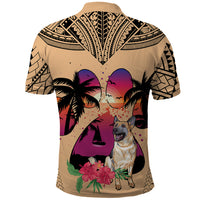 Polynesian Polo Shirt Dog Lover With German Shepherd - Sunset At The Beach LT7 - Polynesian Pride
