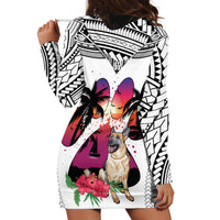 Polynesian Hoodie Dress Dog Lover With German Shepherd - Sunset At The Beach White Ver LT7 - Polynesian Pride