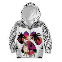 Polynesian Kid Hoodie Dog Lover With German Shepherd - Sunset At The Beach White Ver LT7 Zip Hoodie White - Polynesian Pride