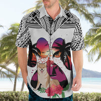 Polynesian Hawaiian Shirt Dog Lover With Shiba Inu - Sunset At The Beach White Ver LT7 - Polynesian Pride