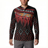 Aotearoa Maori Ngapuhi Iwi Button Sweatshirt Korowai Tukutuku Kaokao Motifs