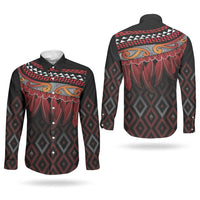 Aotearoa Maori Ngapuhi Iwi Couples Matching Summer Maxi Dress and Long Sleeve Button Shirt Korowai Tukutuku Kaokao Motifs