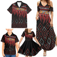 Aotearoa Maori Ngapuhi Iwi Family Matching Summer Maxi Dress and Hawaiian Shirt Korowai Tukutuku Kaokao Motifs