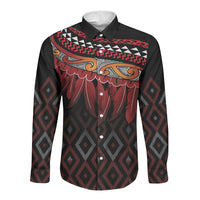 Aotearoa Maori Ngapuhi Iwi Long Sleeve Button Shirt Korowai Tukutuku Kaokao Motifs