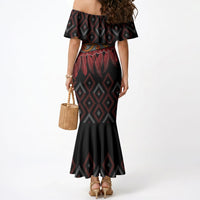 Aotearoa Maori Ngapuhi Iwi Mermaid Dress Korowai Tukutuku Kaokao Motifs
