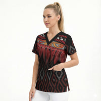 Aotearoa Maori Ngapuhi Iwi Scrub Top Korowai Tukutuku Kaokao Motifs