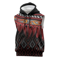 Aotearoa Maori Ngapuhi Iwi Sleeveless Hoodie Korowai Tukutuku Kaokao Motifs