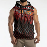 Aotearoa Maori Ngapuhi Iwi Sleeveless Zip Hoodie Korowai Tukutuku Kaokao Motifs