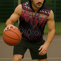 Aotearoa Maori Ngapuhi Iwi Sleeveless Zip Hoodie Korowai Tukutuku Kaokao Motifs