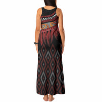 Aotearoa Maori Ngapuhi Iwi Tank Maxi Dress Korowai Tukutuku Kaokao Motifs