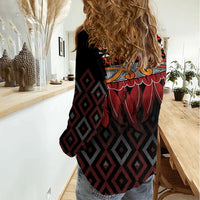 Aotearoa Maori Ngapuhi Iwi Women Casual Shirt Korowai Tukutuku Kaokao Motifs