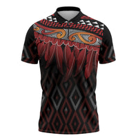Aotearoa Maori Ngapuhi Iwi Zipper Polo Shirt Korowai Tukutuku Kaokao Motifs