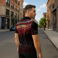 Aotearoa Maori Ngapuhi Iwi Zipper Polo Shirt Korowai Tukutuku Kaokao Motifs