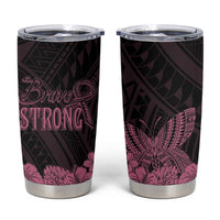 Polynesian Breast Cancer Awareness Tumbler Cup Floral Butterfly