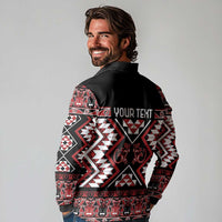 Personalised Aotearoa Waitangi Long Sleeve Polo Shirt Taniko Motifs - Mania Gecko