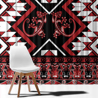 Personalised Aotearoa Waitangi Window Curtain Taniko Motifs - Mania Gecko