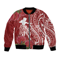 Personalised Hawaii Wahine Bomber Jacket Women's Day Ohia Lehua LT7 Unisex Red - Polynesian Pride
