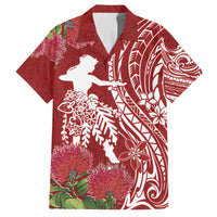Personalised Hawaii Wahine Family Matching Tank Maxi Dress and Hawaiian Shirt Women's Day Ohia Lehua LT7 Dad's Shirt - Short Sleeve Red - Polynesian Pride