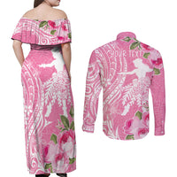 Personalised Hawaii Wahine Couples Matching Off Shoulder Maxi Dress and Long Sleeve Button Shirt Women's Day Maui Lokelani Roses LT7 - Polynesian Pride
