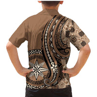 Personalized Tonga Ngatu Family Matching Mermaid Dress and Hawaiian Shirt Vintage Brown Manulua Motifs