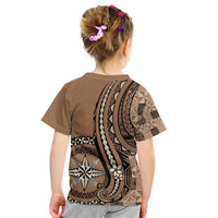 Personalized Tonga Ngatu Kid T Shirt Vintage Brown Manulua Motifs