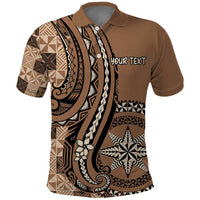 Personalized Tonga Ngatu Polo Shirt Vintage Brown Manulua Motifs