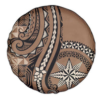 Tonga Ngatu Spare Tire Cover Vintage Brown Manulua Motifs LT7 - Polynesian Pride
