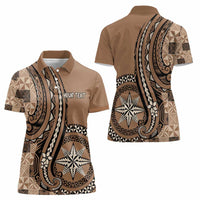 Personalized Tonga Ngatu Women Polo Shirt Vintage Brown Manulua Motifs