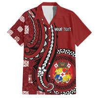 Personalized Tonga Ngatu Hawaiian Shirt Iconic Red Manulua Motifs
